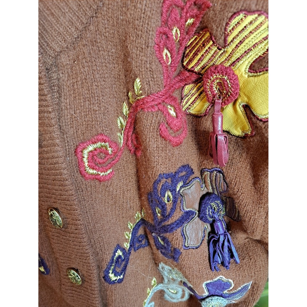 Suzelle Embellished Knit Cardigan Sweater  Angora Lambswool Blend Women's Medium - Picture 5 of 12